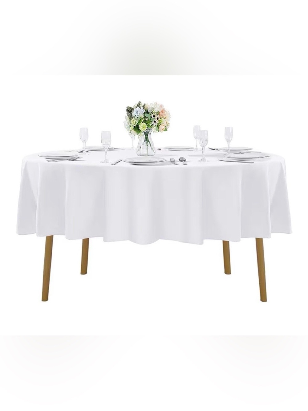 New Amazon Cupuamon 90" Round White Polyester Tablecloth